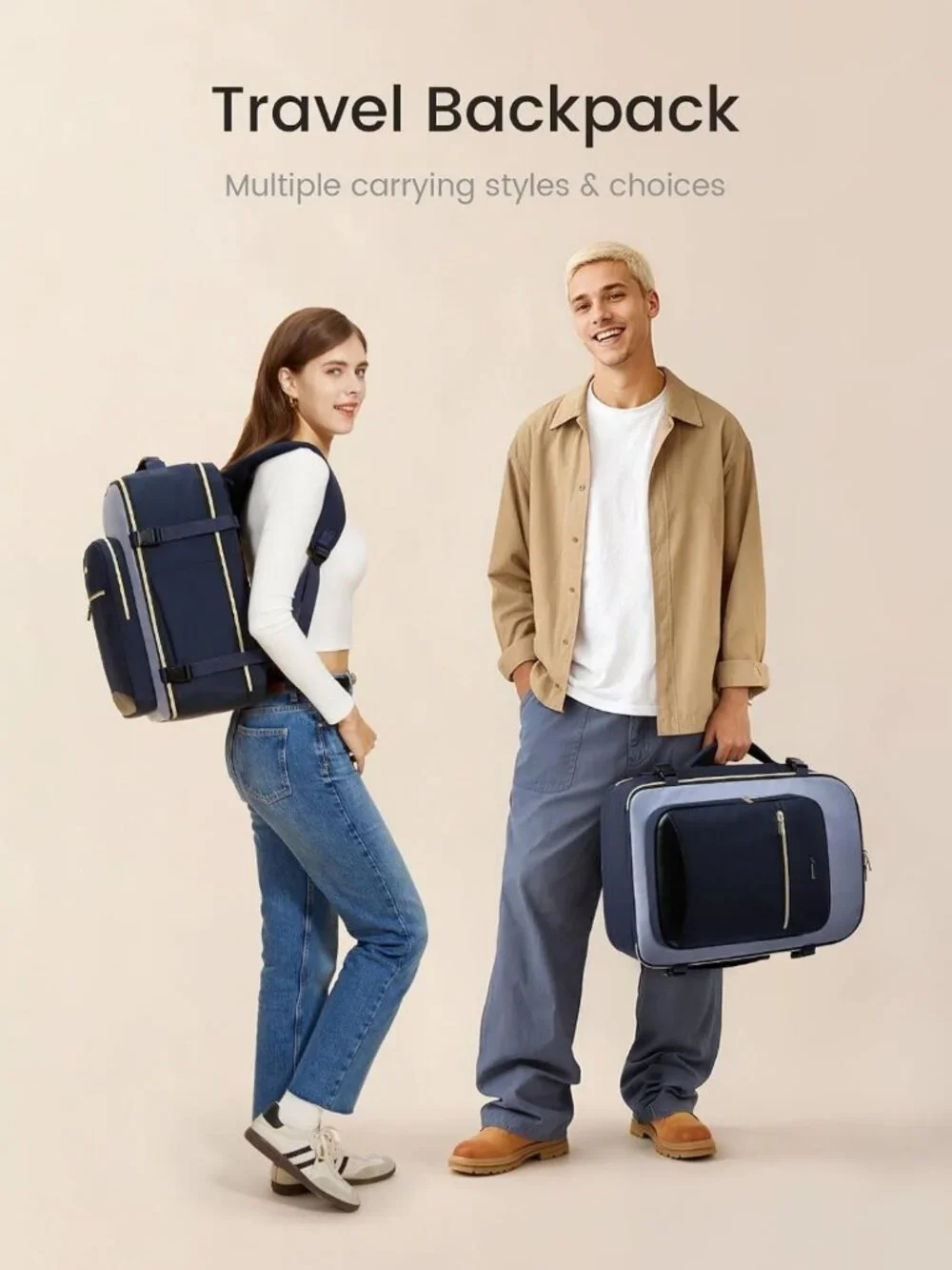 Spacious 40L Travel Backpack, Airline Approved Carry-On, Waterproof, Fits 17
